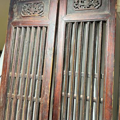 2 pairs of carved heavy rosewood panels, antique condition.