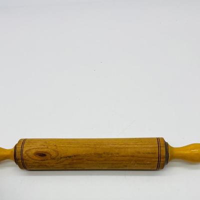 Vintage 1940's Denmark Danish Yellow Kitchen Wood Utensils & Holder,