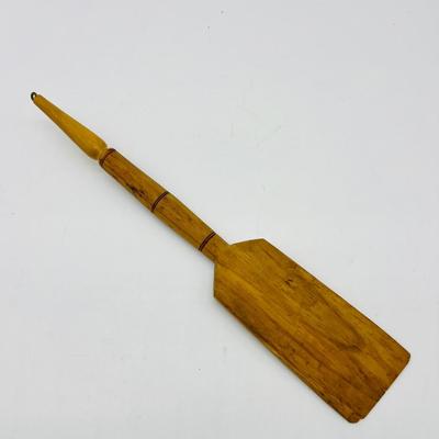 Vintage 1940's Denmark Danish Yellow Kitchen Wood Utensils & Holder,