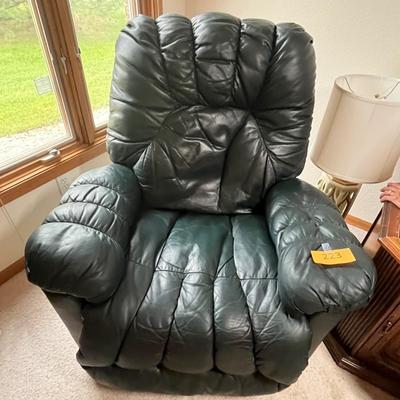 Overstuffed leather recliner