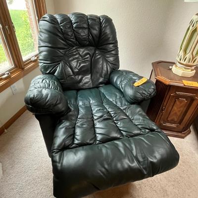 Overstuffed leather recliner