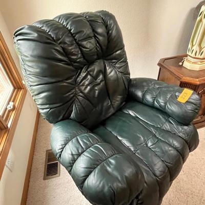 Overstuffed leather recliner