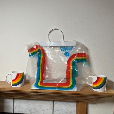 RARE! FTD Rainbow mugs & Bag
