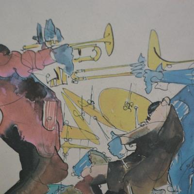 Framed Leo Meiersdorff New Orleans Jazz Quartet Watercolor Print 11"x13"