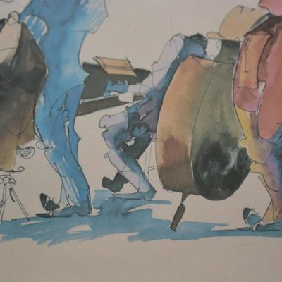 Framed Leo Meiersdorff New Orleans Jazz Quartet Watercolor Print 11"x13"