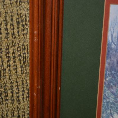 Queenie Stovall Framed & Matted Print Folk Art ‘Cabin on Triple Oaks Farm’ 1955