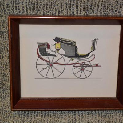 Set of 4 Vintage French Carriage Framed Art Prints 10.25”x8.25”