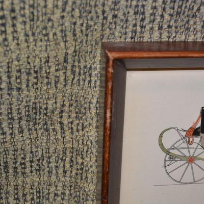 Set of 4 Vintage French Carriage Framed Art Prints 10.25”x8.25”