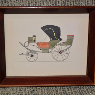 Set of 4 Vintage French Carriage Framed Art Prints 10.25”x8.25”