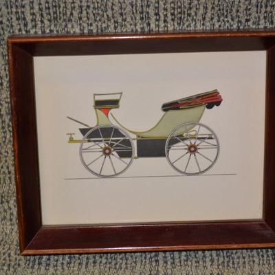 Set of 4 Vintage French Carriage Framed Art Prints 10.25”x8.25”