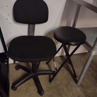 Swivel Office Chair and Folding Stool