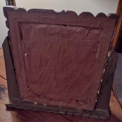 Vintage Wood Framed Swivel Vanity Mirror
