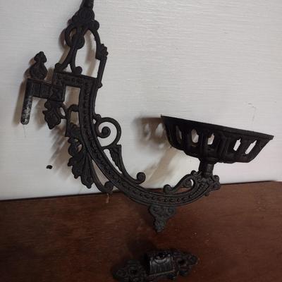 Vintage Cast Metal Wall Sconce for Oil Lantern