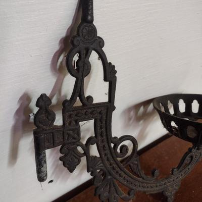 Vintage Cast Metal Wall Sconce for Oil Lantern