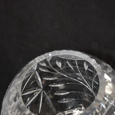 Beautiful Hand Cut Crystal Footed Rose Bowl 8”x8”