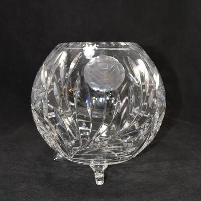 Beautiful Hand Cut Crystal Footed Rose Bowl 8”x8”