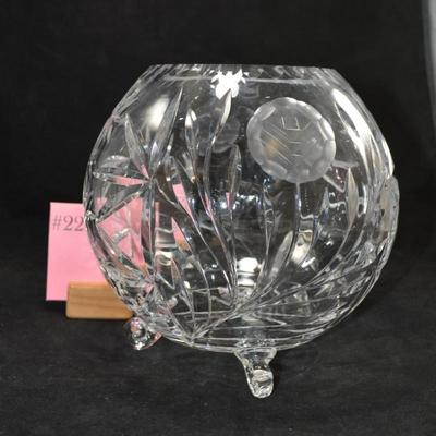 Beautiful Hand Cut Crystal Footed Rose Bowl 8”x8”