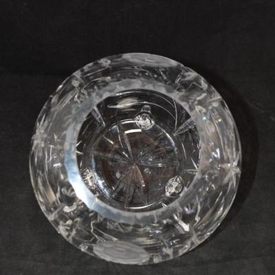 Beautiful Hand Cut Crystal Footed Rose Bowl 8”x8”