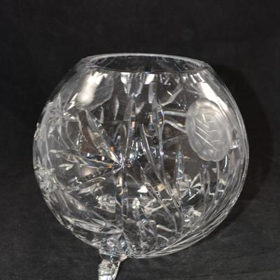 Beautiful Hand Cut Crystal Footed Rose Bowl 8”x8”