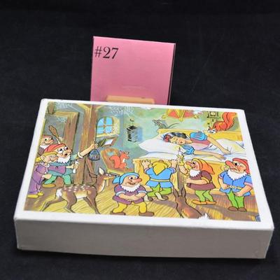 Vintage Snow White Cube Puzzle w/ Lithographs 7.75”x6.5”x1.5”