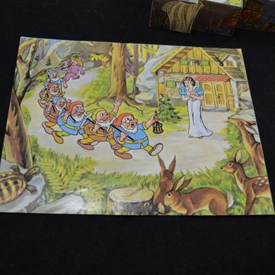 Vintage Snow White Cube Puzzle w/ Lithographs 7.75”x6.5”x1.5”