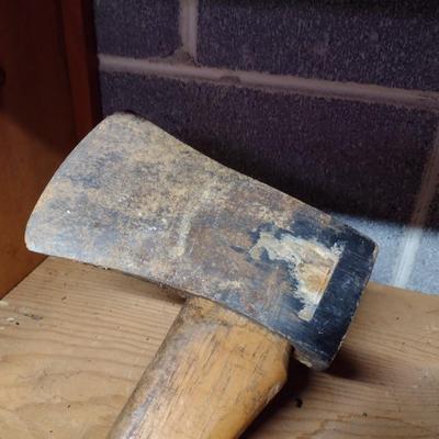 Long Handled Ax with Four Wood Splitting Wedges