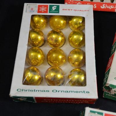 Vintage Lot of Packaged Small Glass Christmas Ornaments