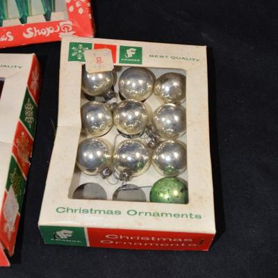 Vintage Lot of Packaged Small Glass Christmas Ornaments