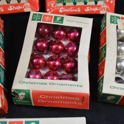 Vintage Lot of Packaged Small Glass Christmas Ornaments
