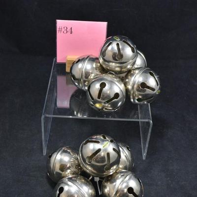 Lot of 10 3” Metal Christmas Jingle Ornaments
