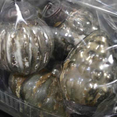 3 Sets of 6 Mercury Glass Ornaments, 18 Total