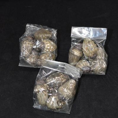 3 Sets of 6 Mercury Glass Ornaments, 18 Total