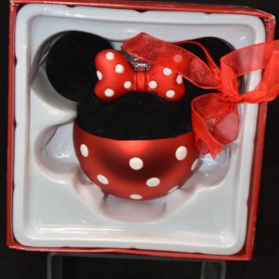 Minnie Mouse Glass Ornament