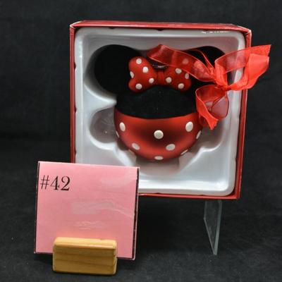 Minnie Mouse Glass Ornament