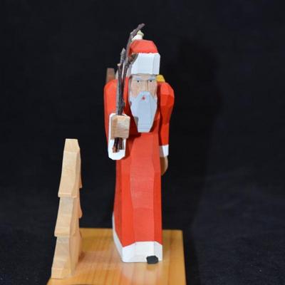Volkskunst Wooden Santa Candleholder, Germany 5” Tall