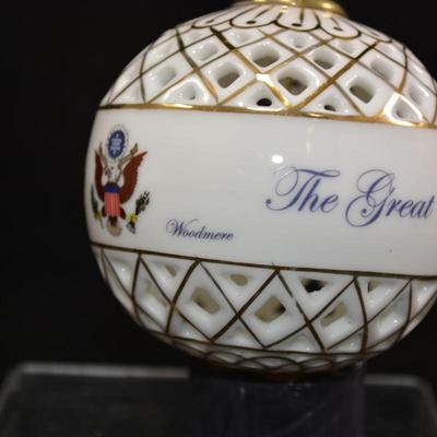Vintage WOODMERE Presidential Seal Porcelain Ornament #883 3”