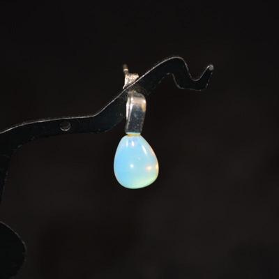 Silver-Tone Teardrop Moonstone Earrings