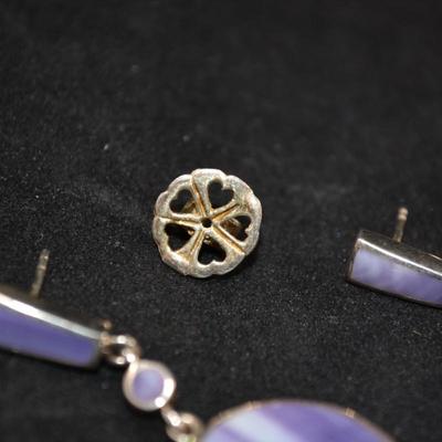 925 Sterling & Blue Lacy Agate Drop Earrings 11.1g