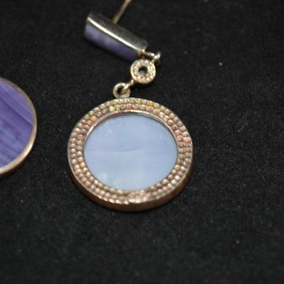 925 Sterling & Blue Lacy Agate Drop Earrings 11.1g