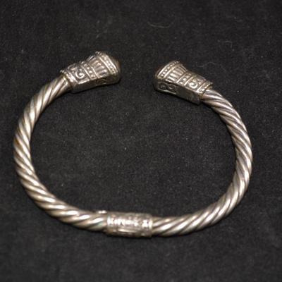 925 Sterling Byzantine Bracelet w/ 14k Accents, Spring Closure 24.7g