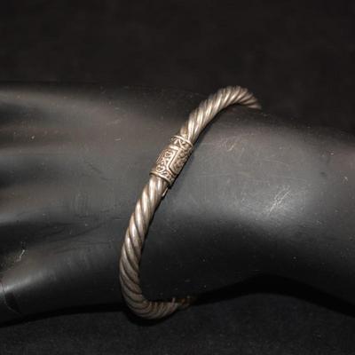 925 Sterling Byzantine Bracelet w/ 14k Accents, Spring Closure 24.7g