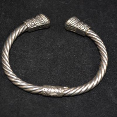 925 Sterling Byzantine Bracelet w/ 14k Accents, Spring Closure 24.7g