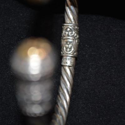925 Sterling Byzantine Bracelet w/ 14k Accents, Spring Closure 24.7g