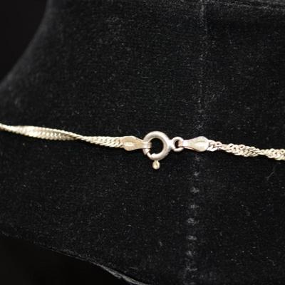 925 Sterling Tinsel Chain w/ 925 & Mother of Pearl Horse Pendant 29” 20.4g