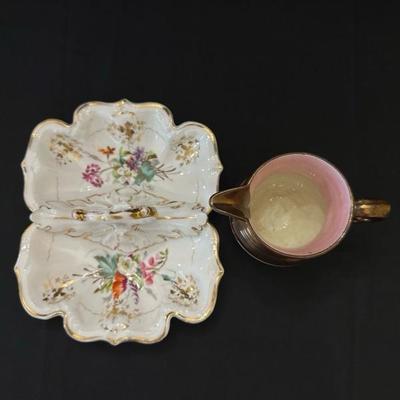 Vintage Pitcher and Serving Dish with Beautiful Detailing