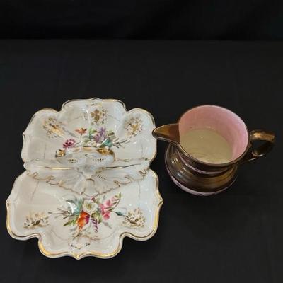 Vintage Pitcher and Serving Dish with Beautiful Detailing