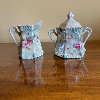 Sugar & Creamer Set with Floral Design
