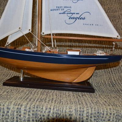 Model Single Mast Sailing Vessel, Isaiah 40:31, 21.5”x17”