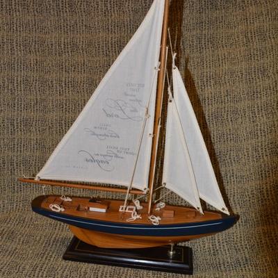 Model Single Mast Sailing Vessel, Isaiah 40:31, 21.5”x17”