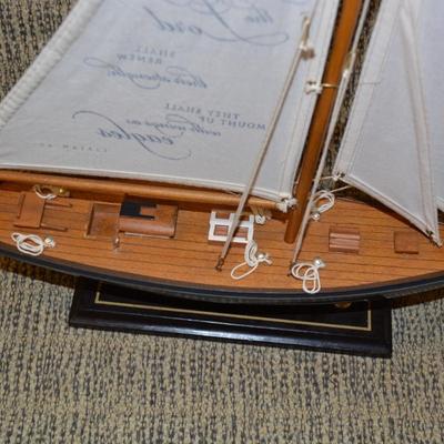 Model Single Mast Sailing Vessel, Isaiah 40:31, 21.5”x17”